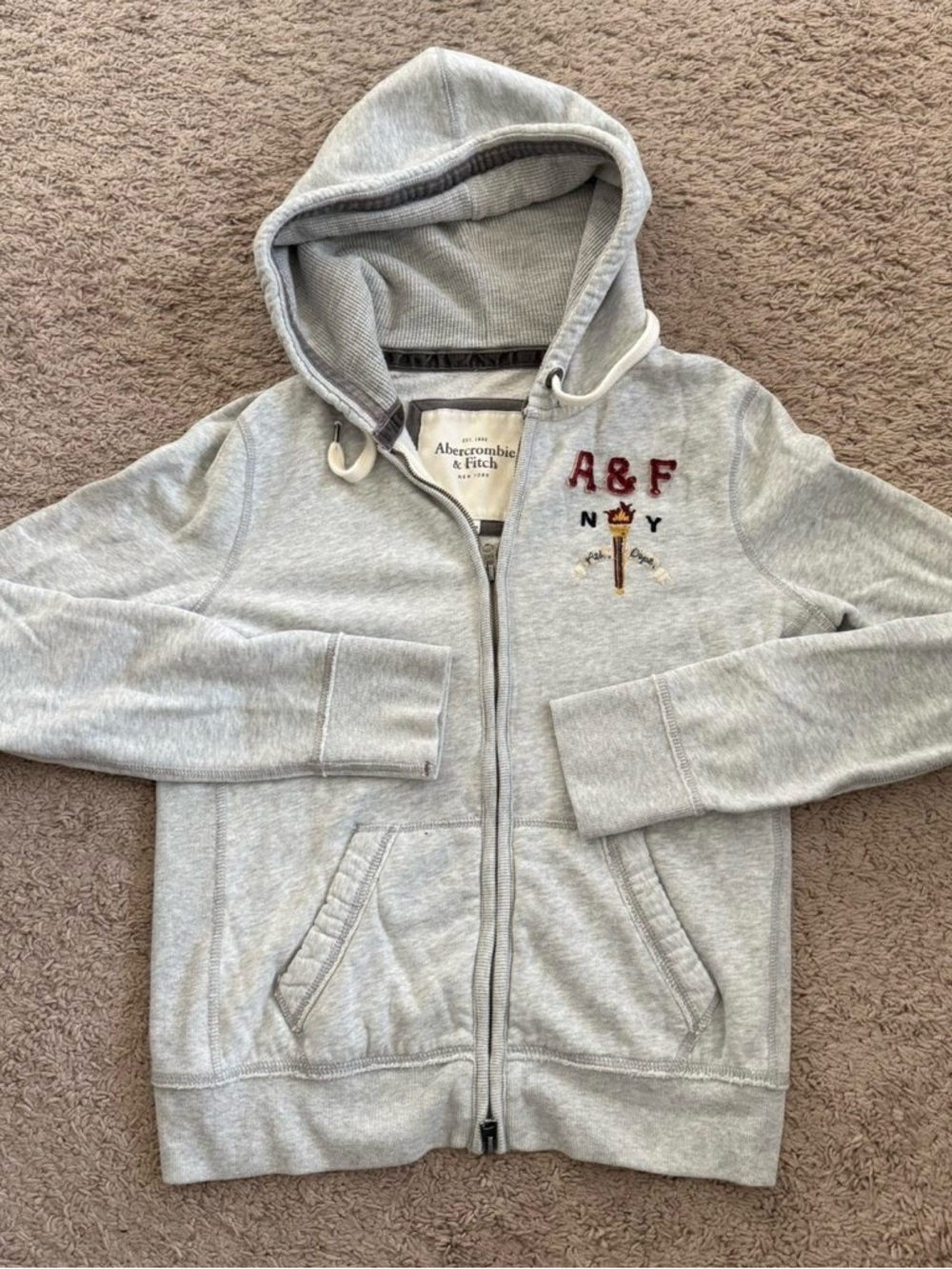 Abercrombie & Fitch Womens Light Gray Zip-Up Hoodie